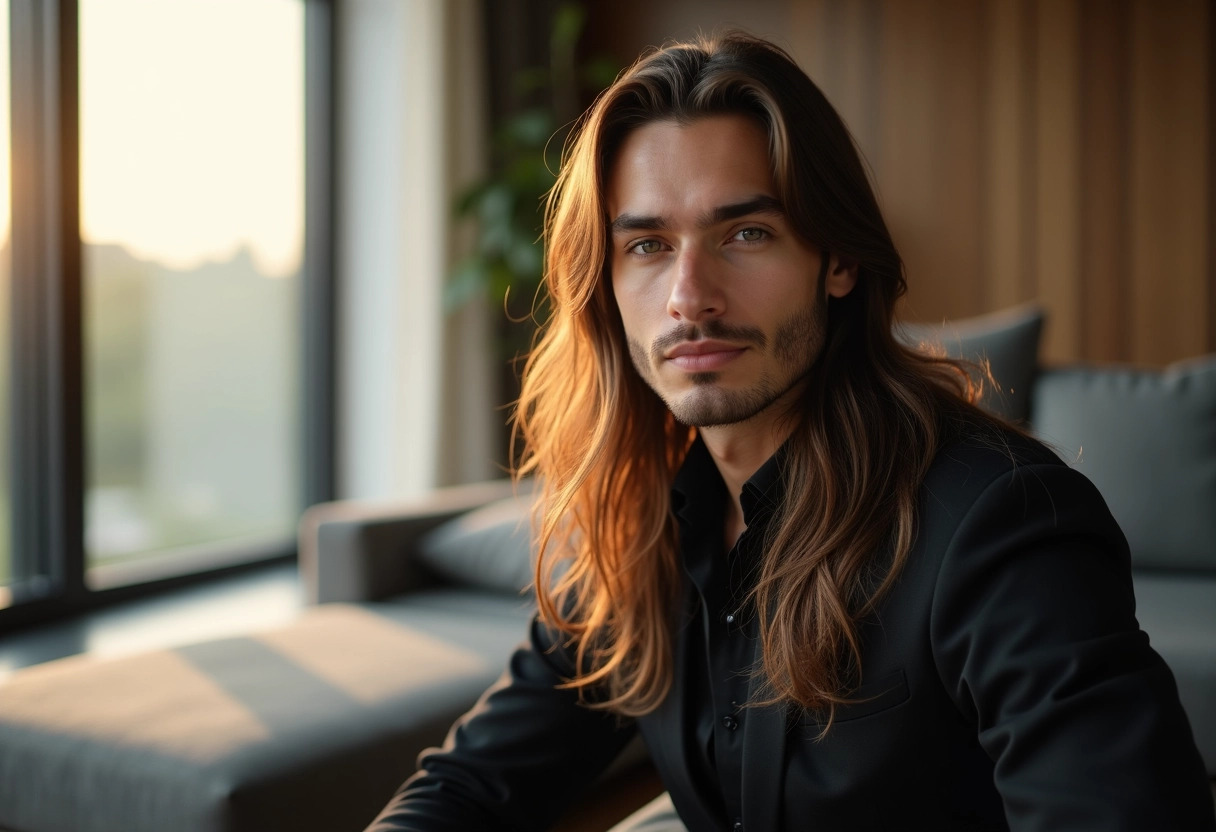 cheveux longs homme