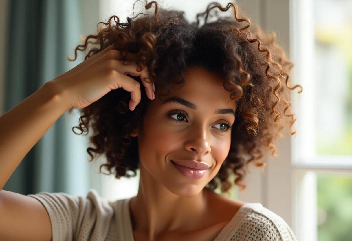 cheveux courts frisés