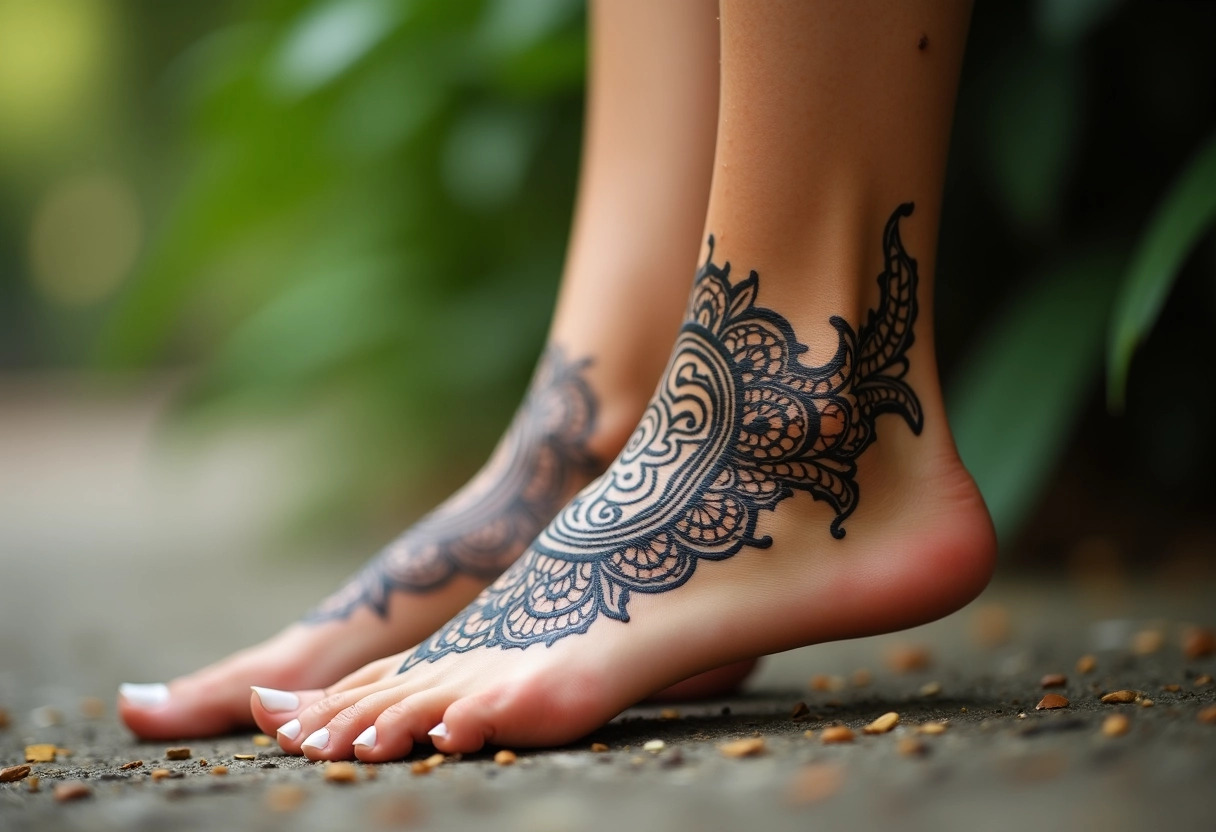 arabesque tatouage cheville femme
