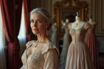 Femme élégante en robe de haute couture parisienne