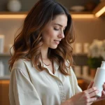 Jeune femme examine des produits capillaires en magasin