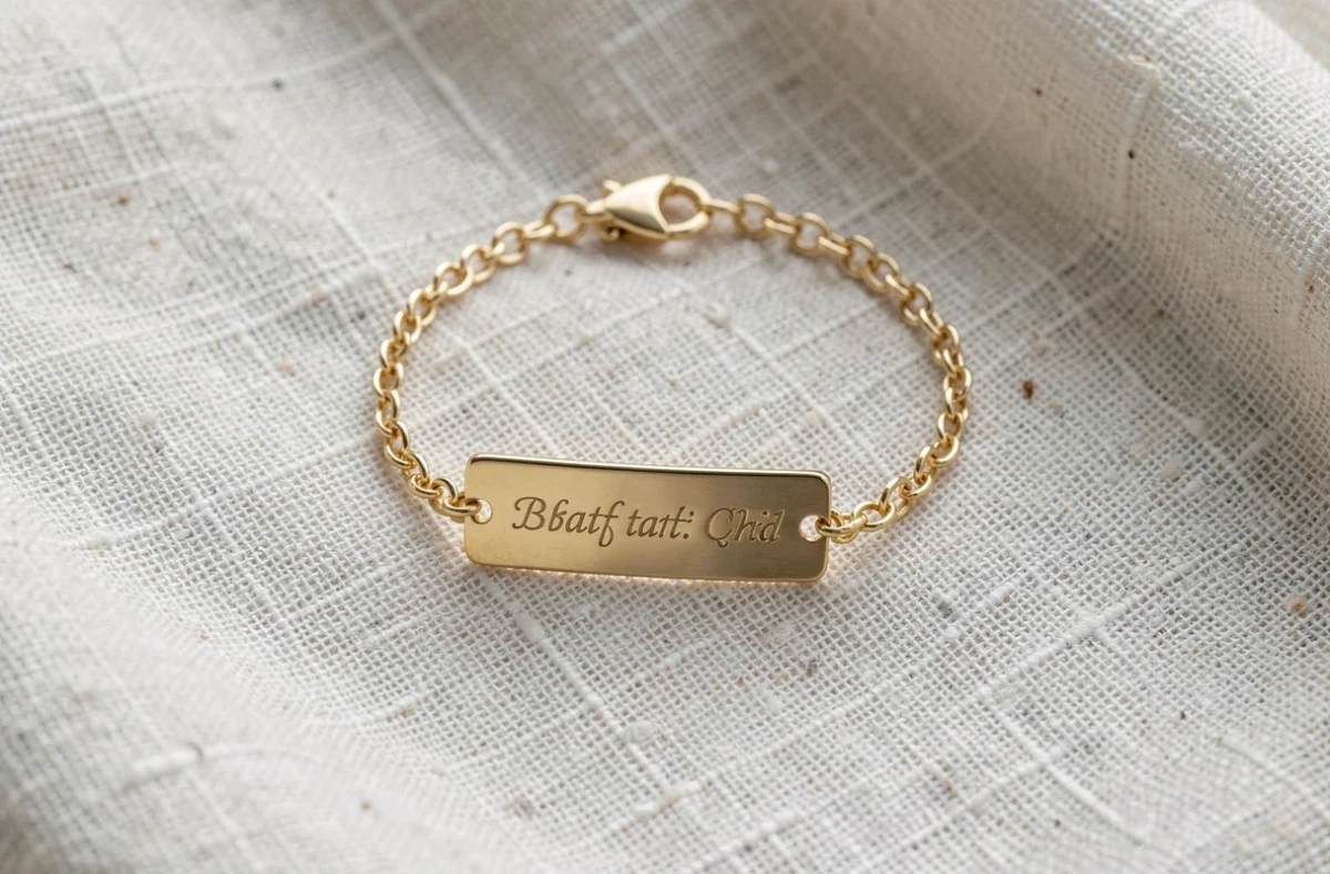 Gourmette bébé en or jaune 18 carats sur fond clair