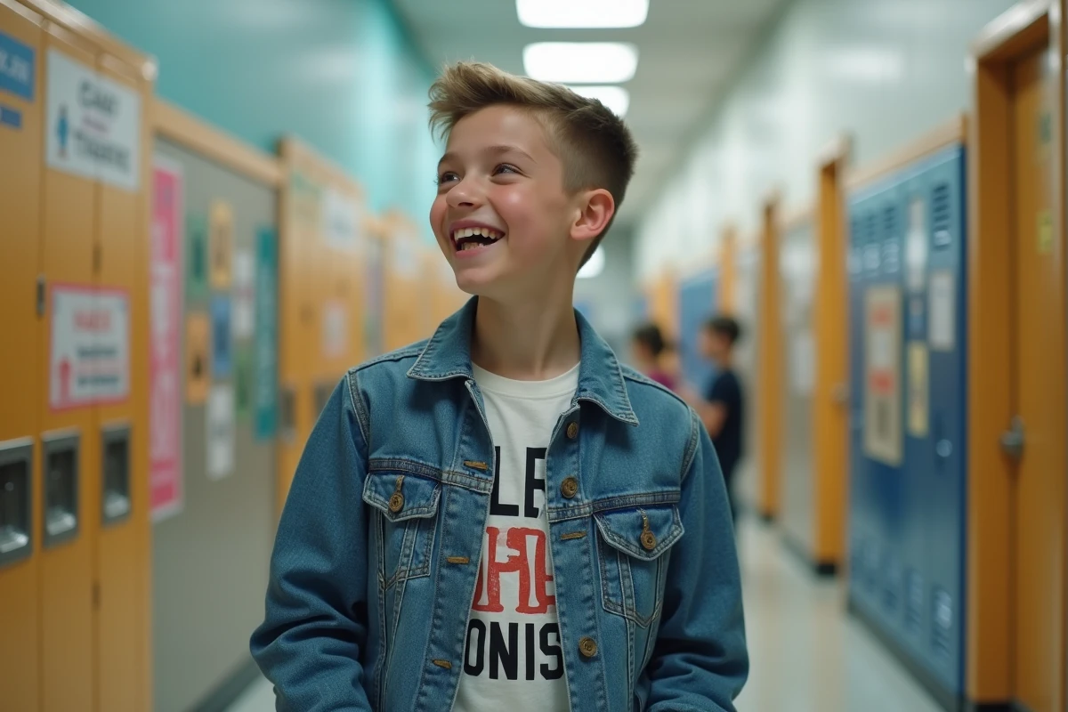 Jeune fille de 15 ans souriant dans un couloir d