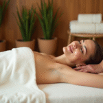 Femme détendue recevant un massage dans un spa